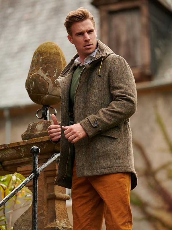 Harris Tweed Parka Finsbay In Evergreen