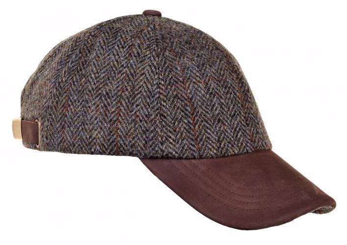 Harris Tweed Cap, Green brown Herringbone