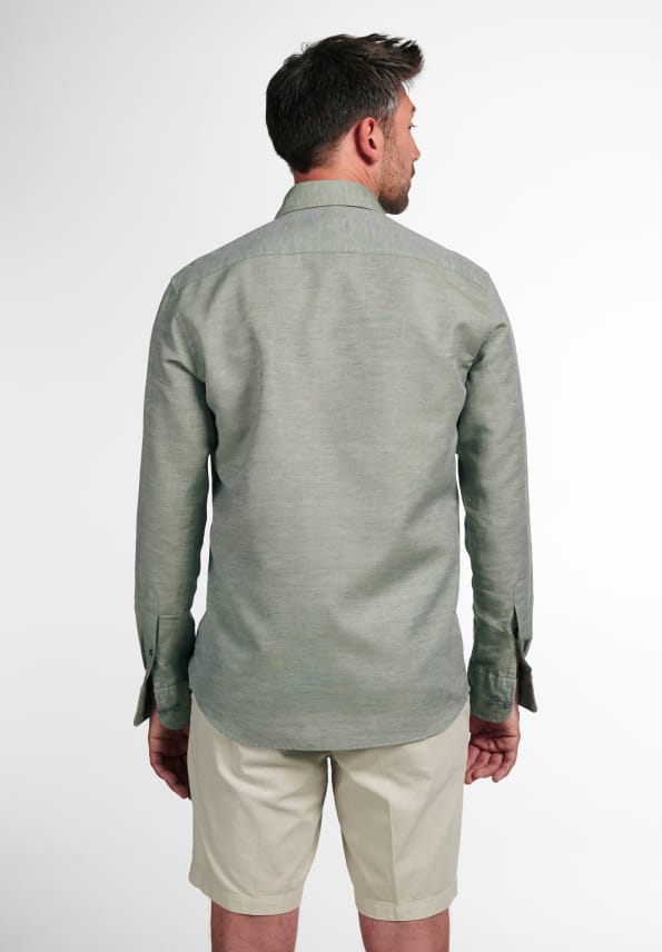 Eterna Lange Mouw Overhemd Modern Fit Soft Tailoring Twill Limoen Groen Uni - Afbeelding 3