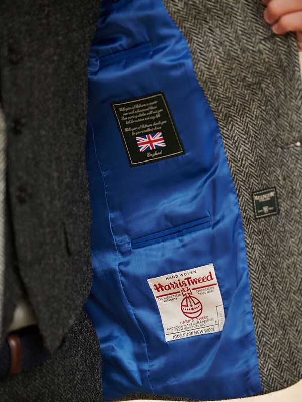 Harris Tweed Jacket London In Black Herringbone - Afbeelding 5
