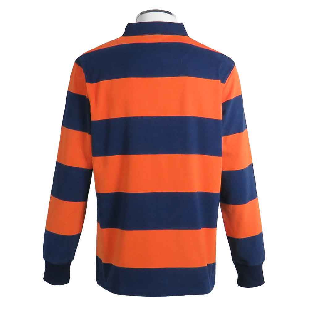 Rugby United New York Navy Orange Hooped Rugby Shirt - Afbeelding 2