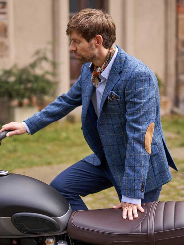 Harris Tweed Jacket London In Blue Overcheck - Afbeelding 2