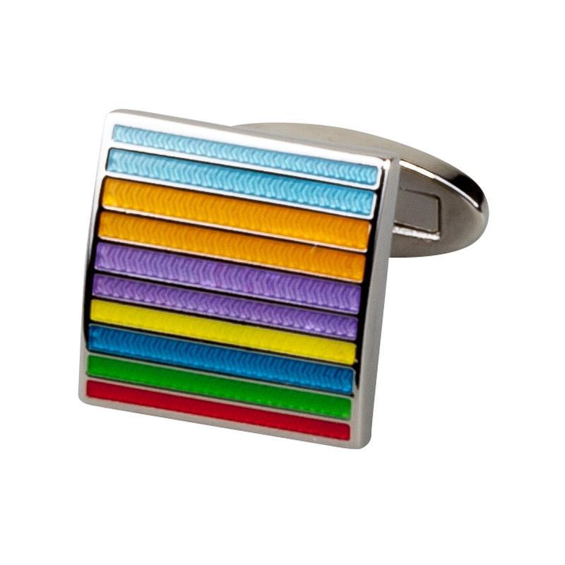 Manchetknopen Vierkant/2 Regenboog