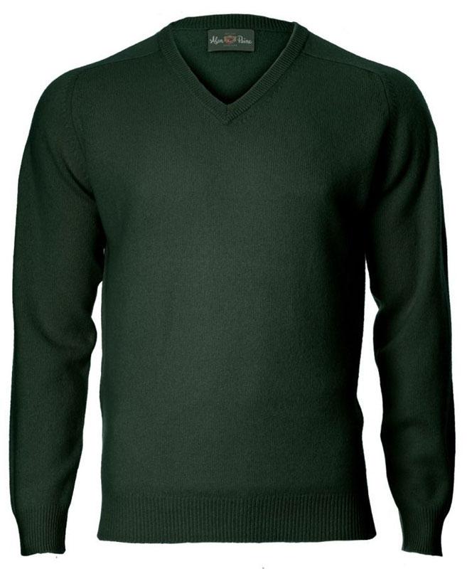 Alan Paine Lamswol Pullover V-hals, Updated Fit - Tartan Green - Afbeelding 4