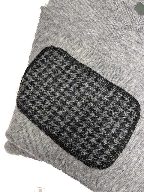 Pullover lambswool Cloud Grey met Harris Tweed details Grijs - Afbeelding 5