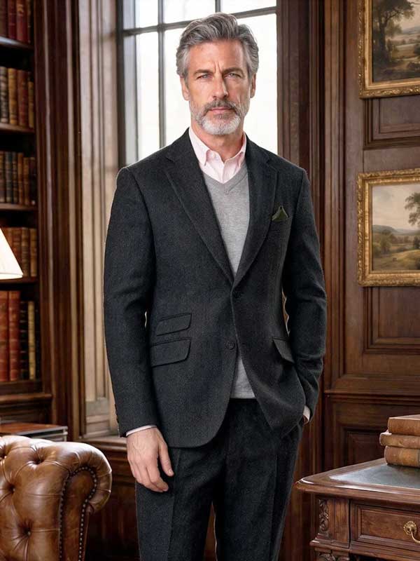 Harris Tweed Jacket "London" In Charcoal