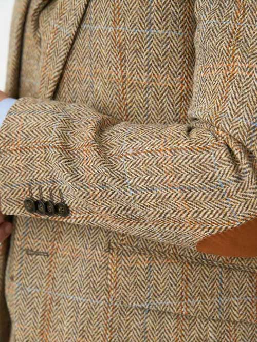 Harris Tweed Jacket "London" In Sand Herringbone - Afbeelding 5