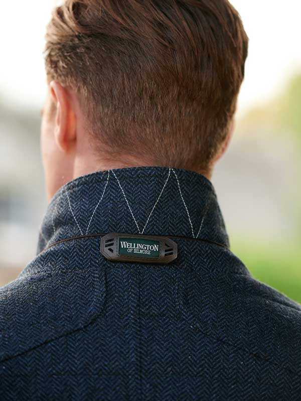 Harris Tweed Overjas Austria In Blue Herringbone - Afbeelding 5