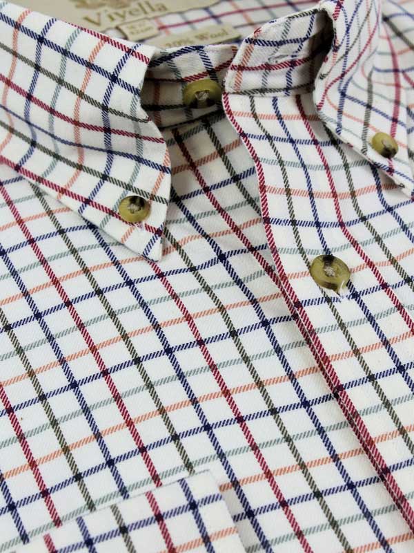 Viyella 80/20 Plum & Blue Tattersall Check Classic Fit Shirt with Button Down Collar - Afbeelding 2