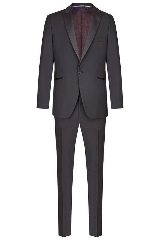 Smoking, Zwart opgesneden revers in wol mohair - Afbeelding 2