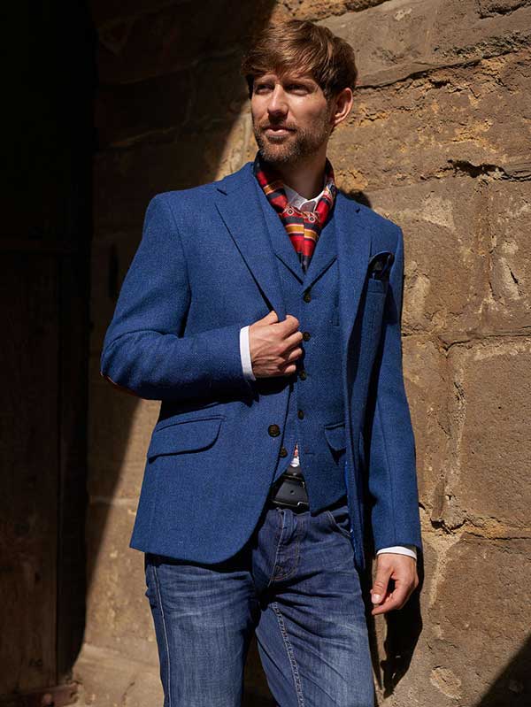 Harris Tweed Jacket London in Blue Twill