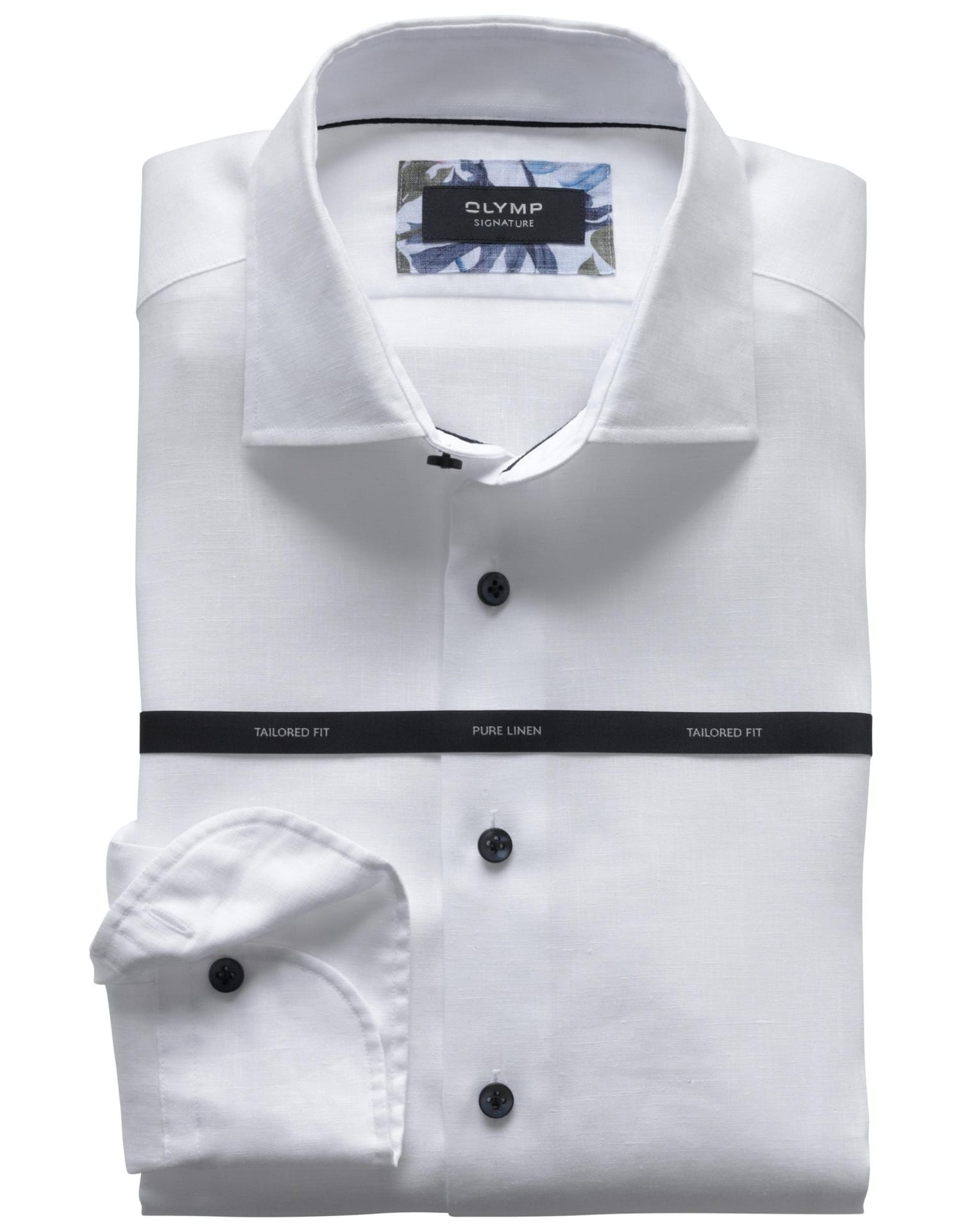 OLYMP SIGNATURE  Tailored Fit, Linnen Overhemd, SIGNATURE Kent, Wit