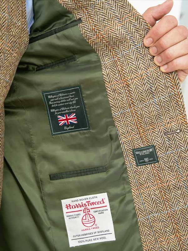 Harris Tweed Jacket "London" In Sand Herringbone - Afbeelding 7