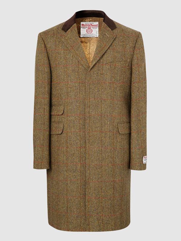 Harris Tweed Overjas, Chelsea Overcoat - Mustard