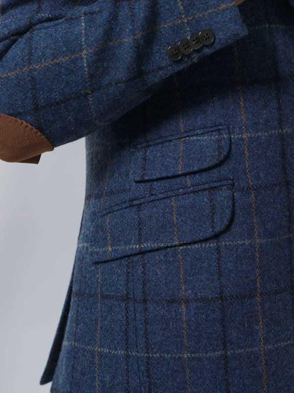 Harris Tweed Jacket London In Blue Overcheck - Afbeelding 4