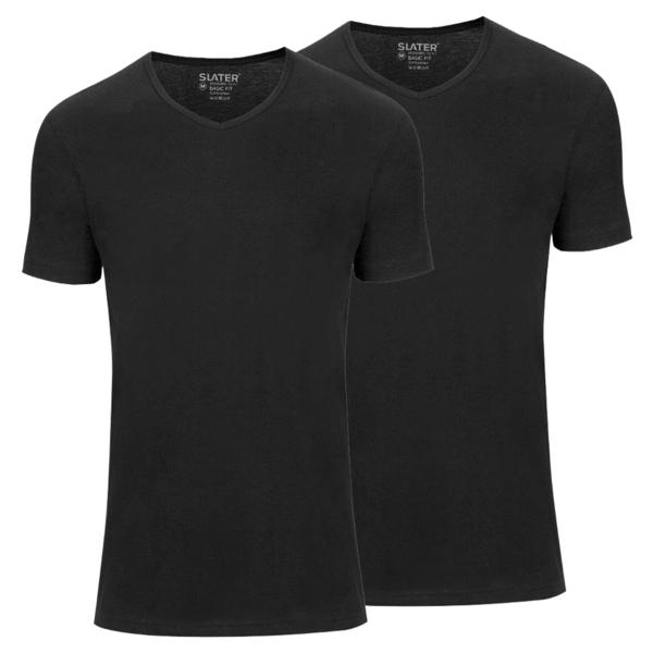 T-shirt Basic Fit v-hals, 2 pack