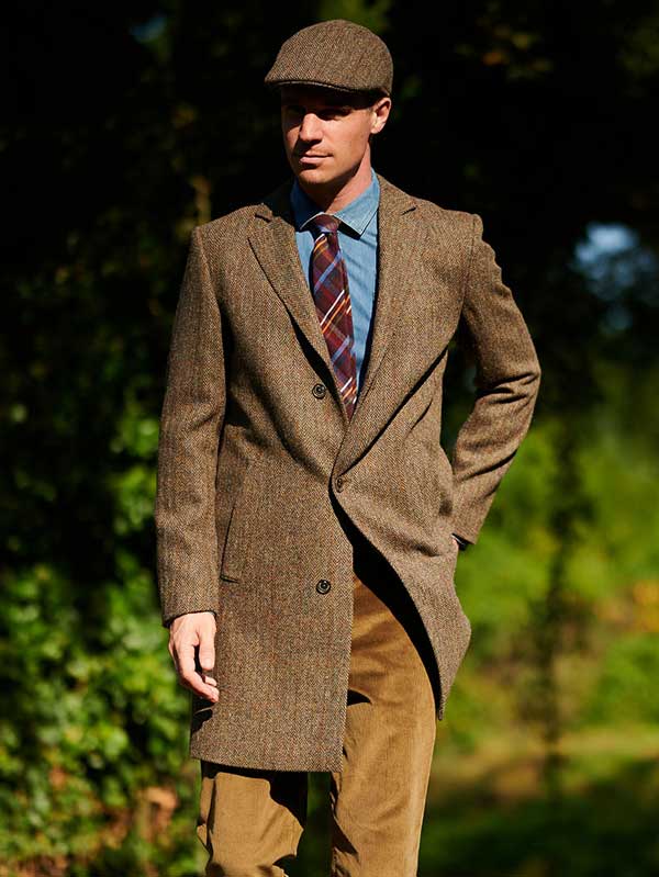 Harris Tweed Overjas Barney In Evergreen