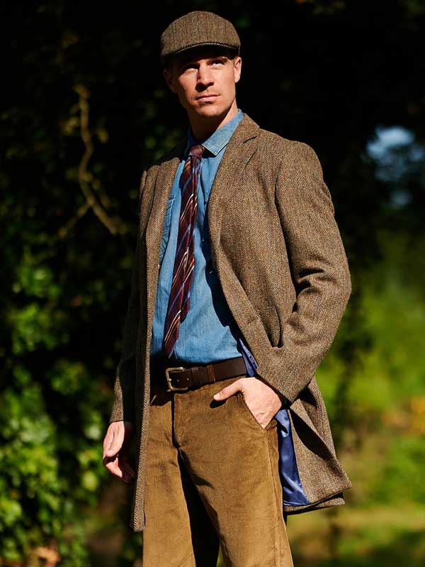 Harris Tweed Overjas Barney In Evergreen - Afbeelding 2