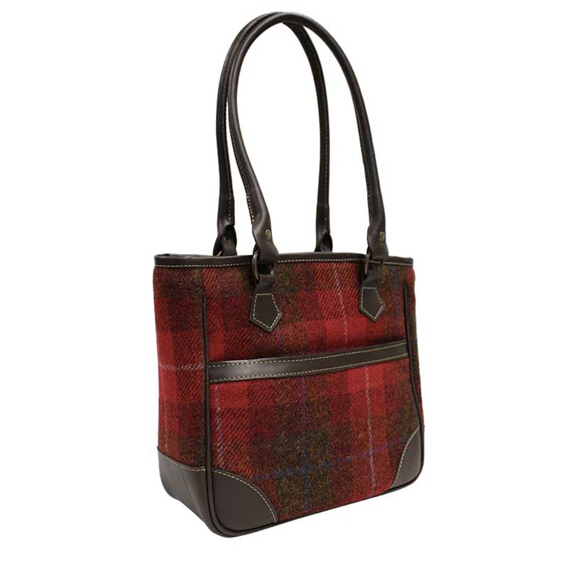 Harris Tweed Shire Long Handled Bag - Red Check - Afbeelding 2