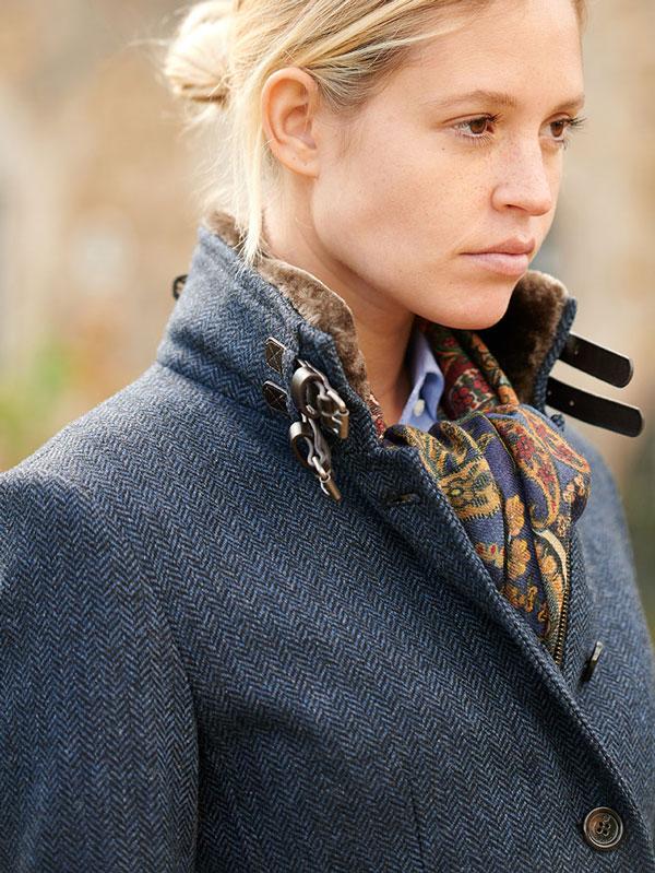 Harris Tweed Damesjas Paula In Blue Herringbone - Afbeelding 2