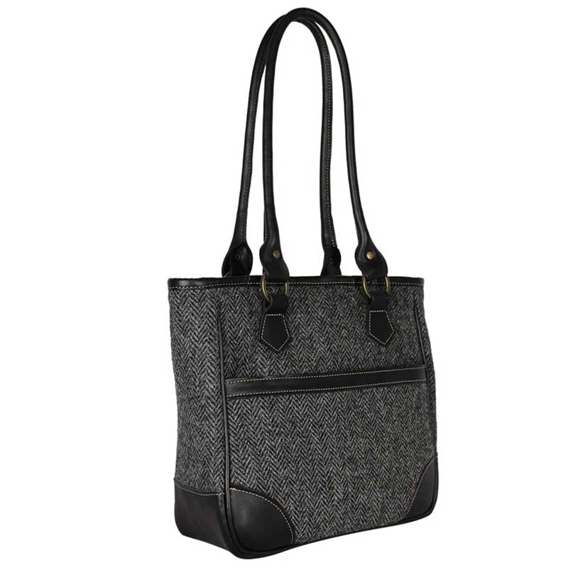 Harris Tweed Shire Long Handled Bag - Charcoal Herringbone - Afbeelding 2