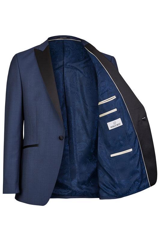 Smoking, Blauw opgesneden revers in wol mohair - Afbeelding 3