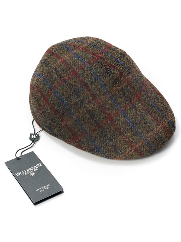 Harris Tweed Flat Cap Henry In Red-Blue Check - Afbeelding 2