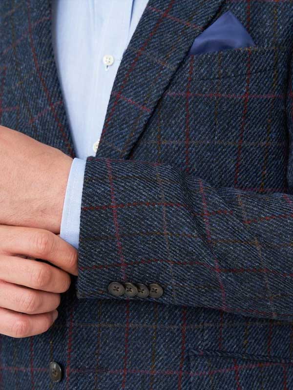 Harris Tweed Jacket "London" In Scottish Blue - Afbeelding 5