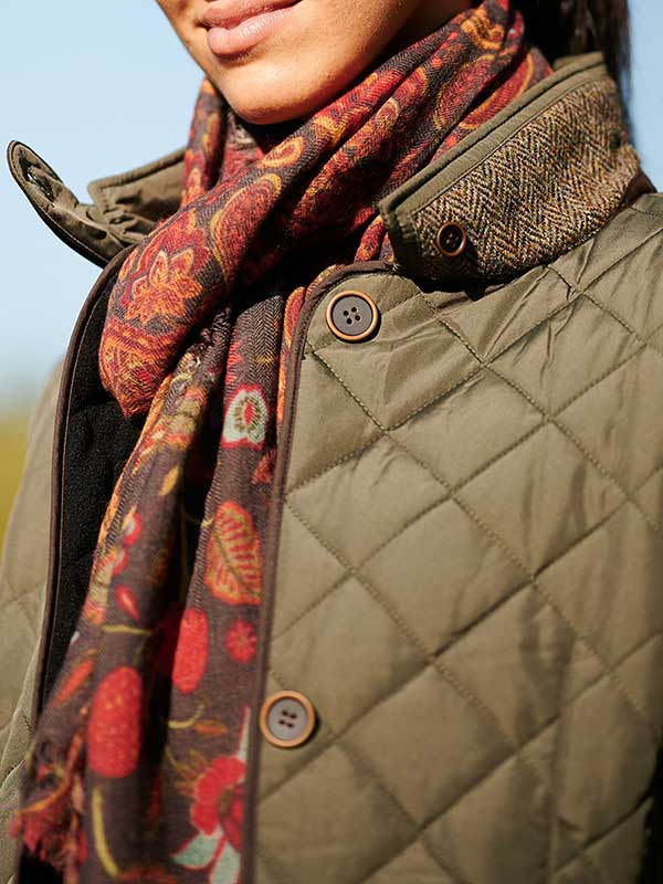 Dames Steppmantel Gabby Met Tweedbekleding In Olive - Afbeelding 5