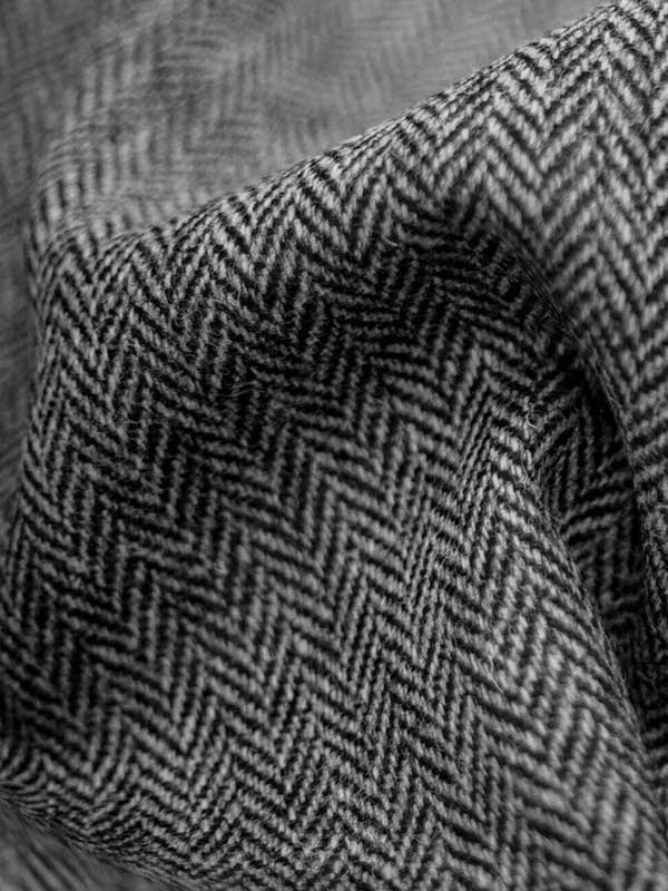 Harris Tweed Flat Cap "Henry" In Black Herringbone - Afbeelding 3