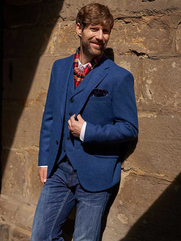 Harris Tweed Jacket London in Blue Twill - Afbeelding 7
