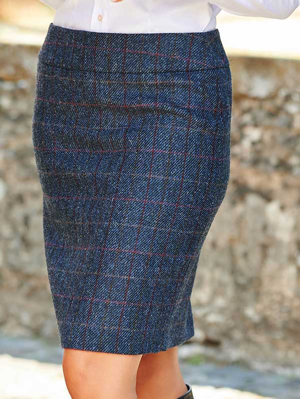 Harris Tweed Dames Rok In Scottish Blue - Afbeelding 2