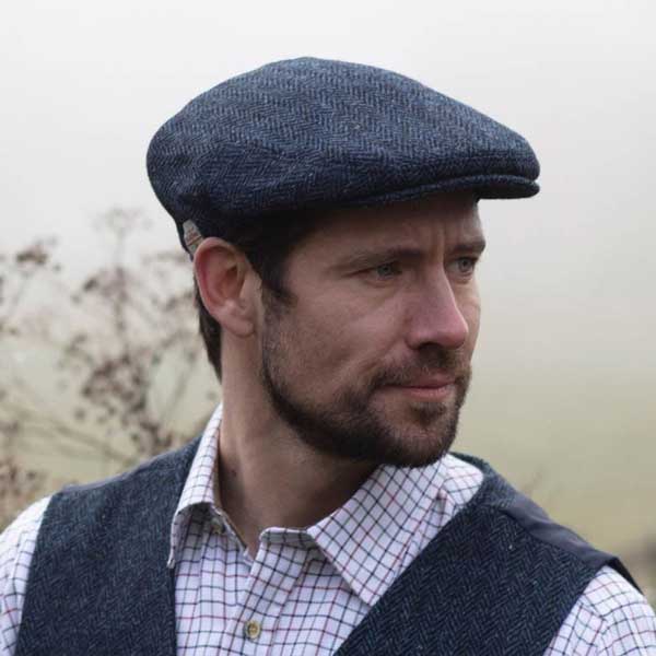Harris Tweed Flat Cap Oakmoor Midnight Blue