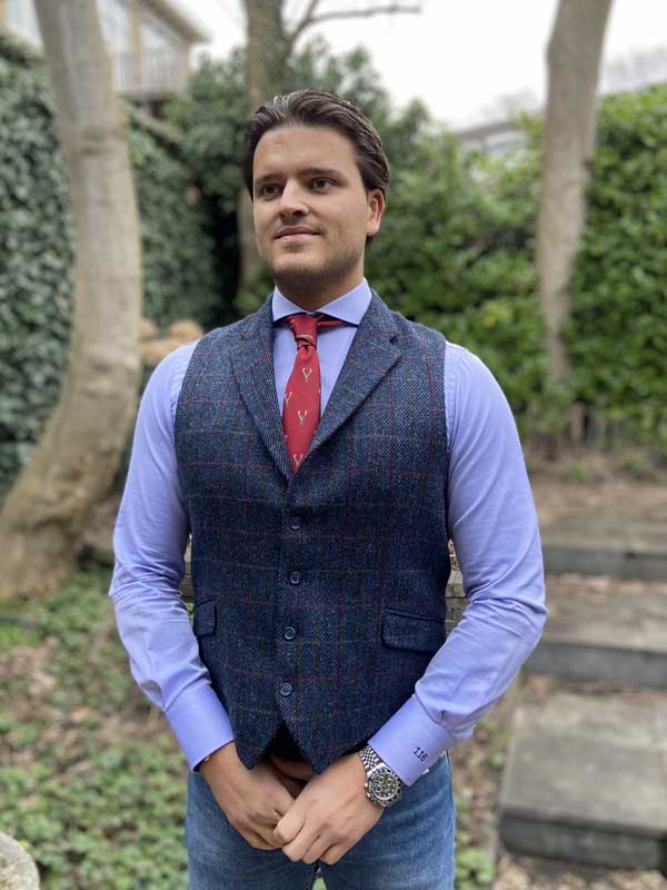 DF Harris Tweed Waistcoat Met Revers 613