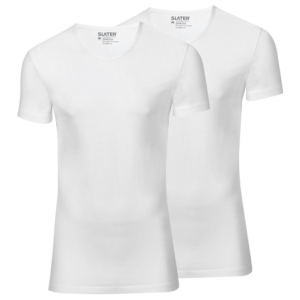 T-shirt, stretch V-hals, 2 pack