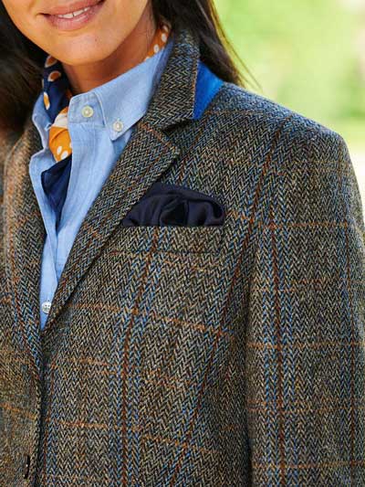 Harris Tweed Dames Jasje Carola In Green-Blue Herringbone - Afbeelding 2