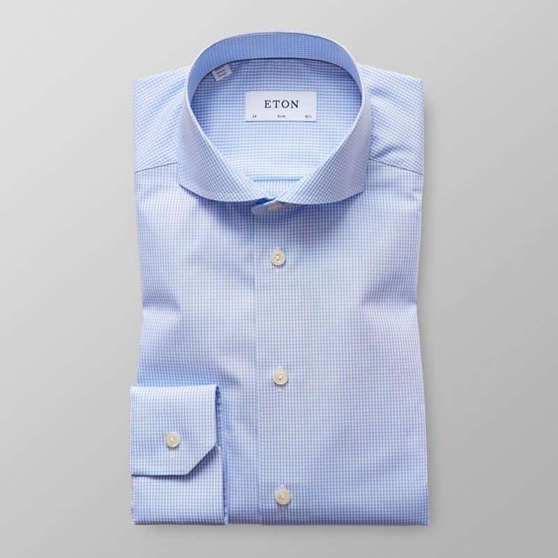 Sky blue check poplin shirt