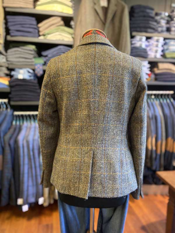Harris Tweed Dames Jasje Kort "Ami" In Green-Blue Herringbone - Afbeelding 3