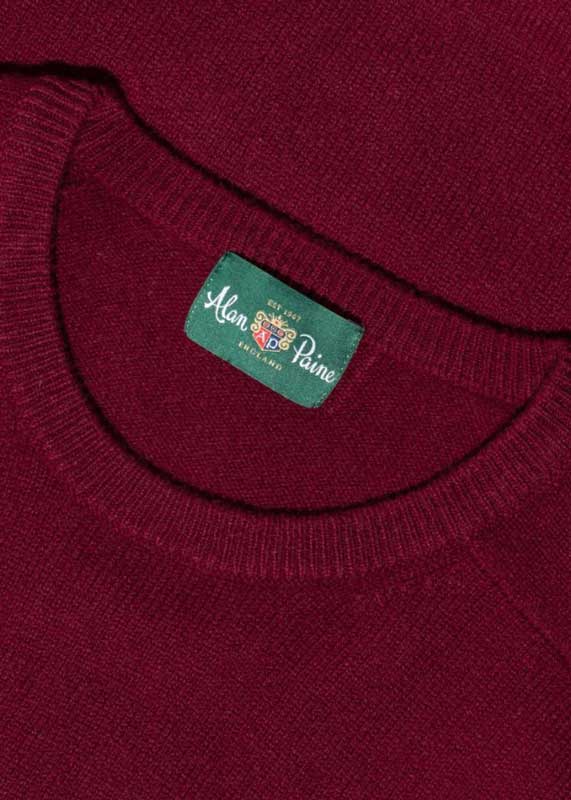 Alan Paine Lamswol Pullover Ronde-hals, Updated Fit - Bordeaux