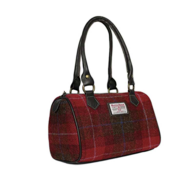 Harris Tweed Barrel Bag - Red Check