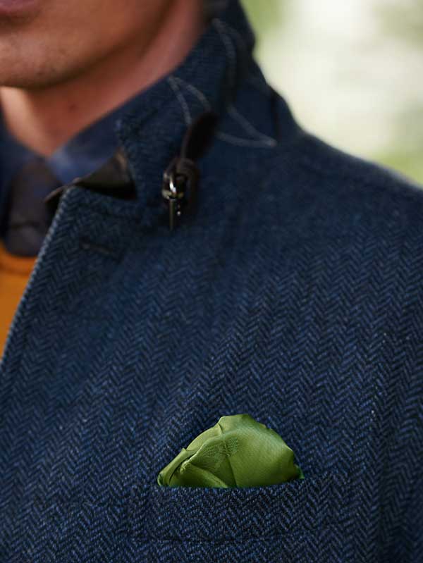 Harris Tweed Overjas Austria In Blue Herringbone - Afbeelding 4