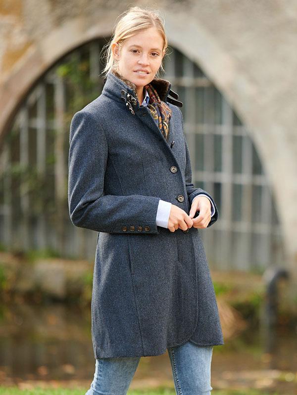 Harris Tweed Damesjas Paula In Blue Herringbone