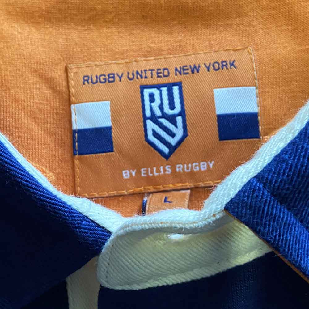 Rugby United New York Navy Orange Hooped Rugby Shirt - Afbeelding 6