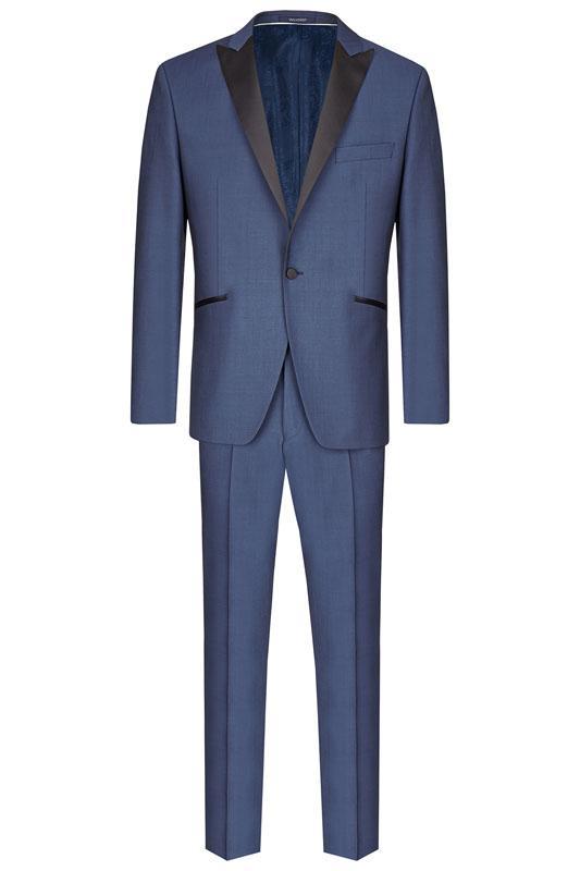 Smoking, Blauw opgesneden revers in wol mohair - Afbeelding 2