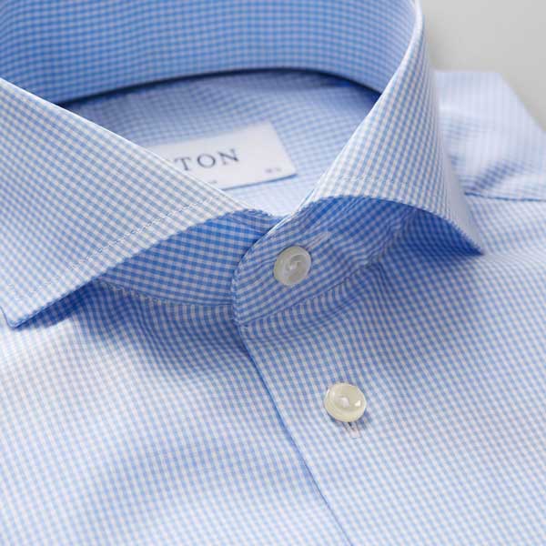 Sky blue check poplin shirt - Afbeelding 2