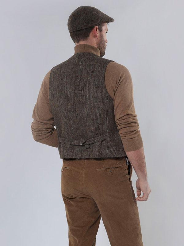 Harris Tweed Vestje "Wales" Met Revers In Evergreen - Afbeelding 2
