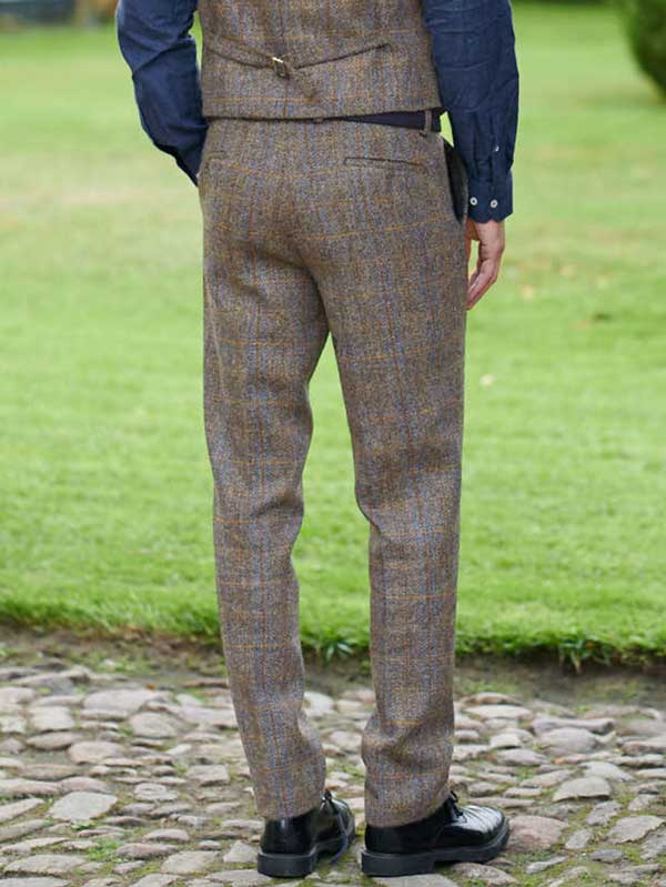 Harris Tweed Pantalon Mr Miller In Green-Blue Herringbone - Afbeelding 2