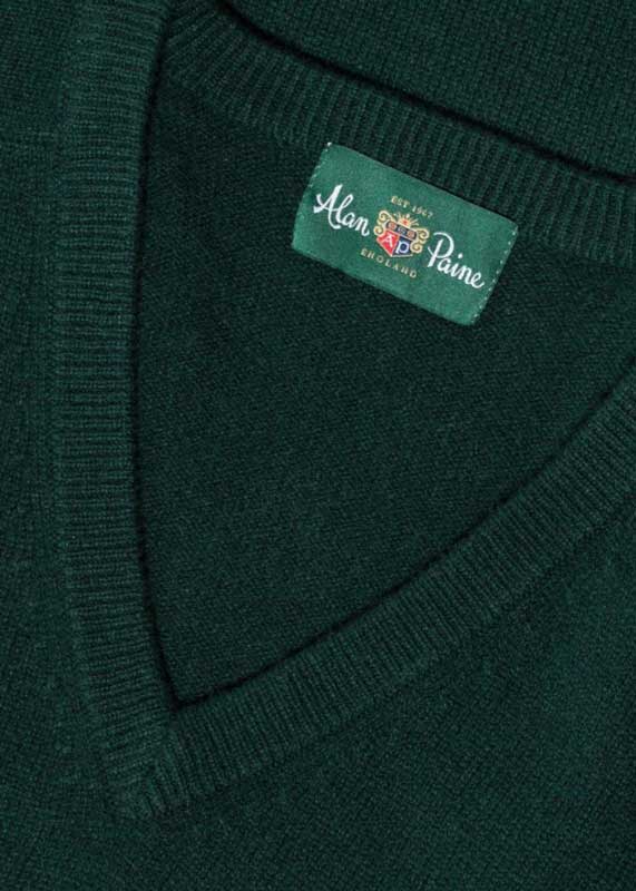 Alan Paine Lamswol Pullover V-hals, Updated Fit - Tartan Green