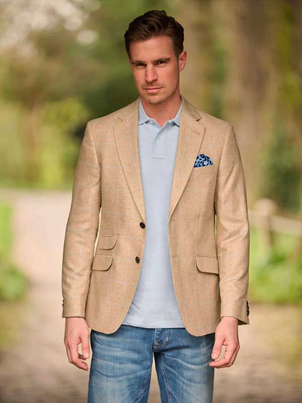 Zijden Jasje London In Beige Check