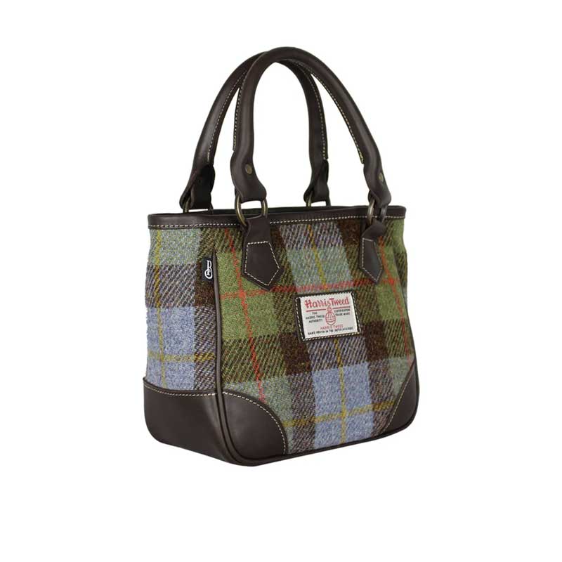 Harris Tweed York Handbag - Green Blue Check